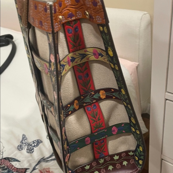 Tory Burch Multicolor Leather and Canvas Floral Tote - Picture 4 of 14